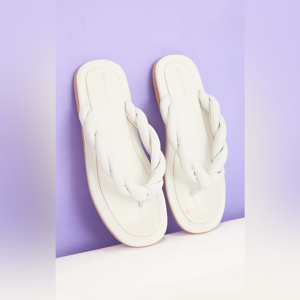 White leather braided mule sandals